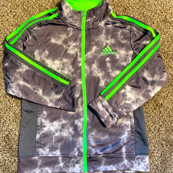adidas Other - Adidas TrackJacket Toddler 7 Smoke Grey/Lime Green